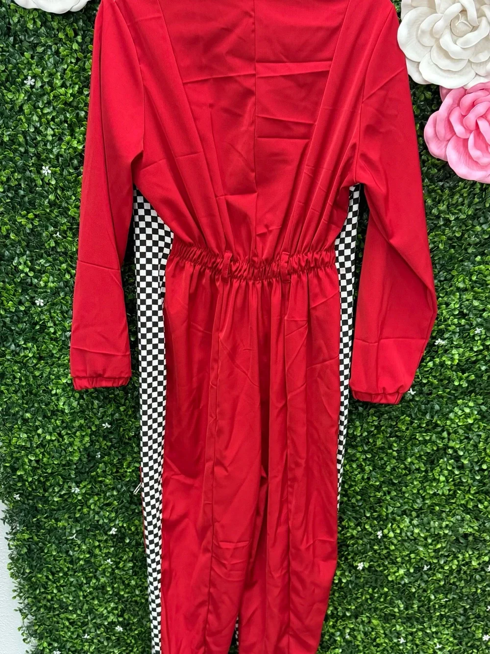 Red Checkerboard Racing Jumpsuit